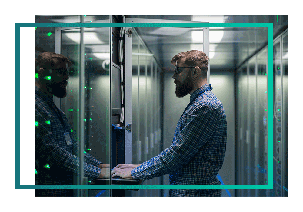 A security cleared admin looking at a server in a datacentre